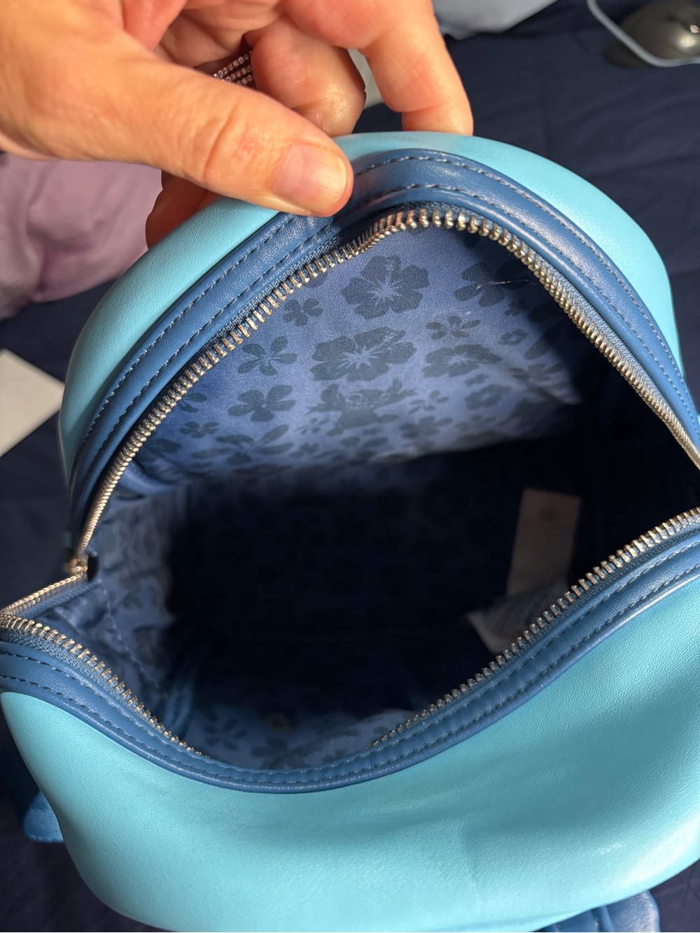 Disney Parks x Loungefly Blue Stitch Floral Mini Backpack - Picture 6 of 7